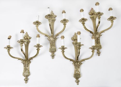 Four Louis XVI style wall lights, 20th century