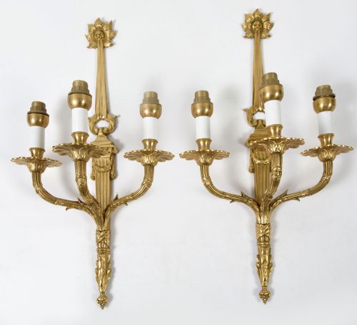 Pair of Louis XVI style wall lights, 20th century