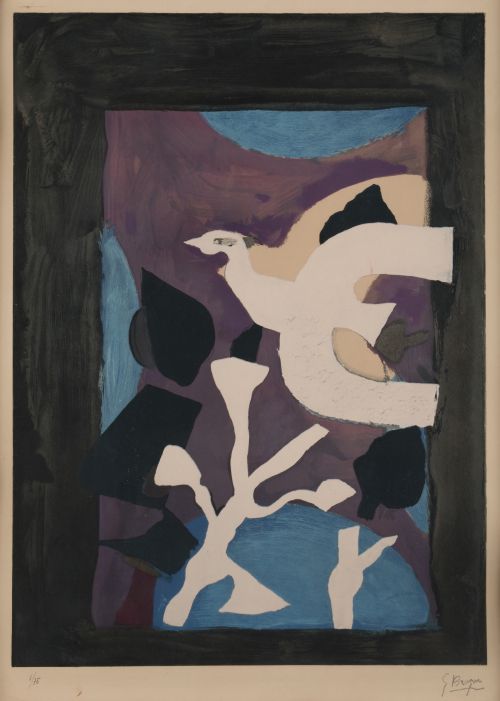 GEORGES  BRAQUE (DESPUÉS), “Oiseau et Lotus”, 1967, Litog