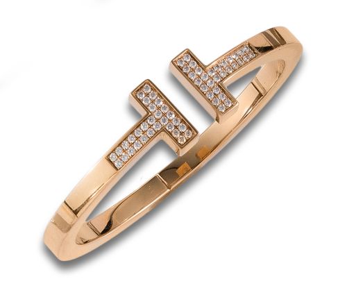 PULSERA SQUARE TIFFANY T DE DIAMANTES, EN ORO AMARILLO