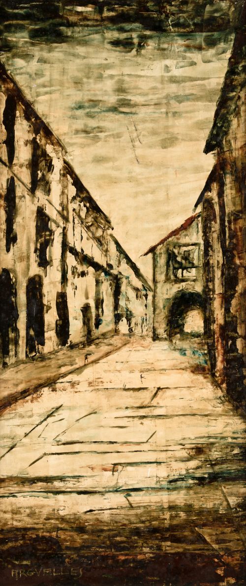 JULIO  FERNÁNDEZ ARGUELLES, "Callejón", Técnica mixta sobre