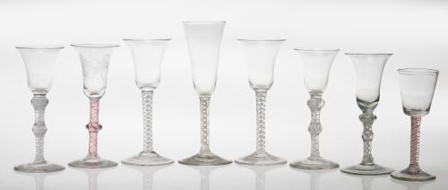 Eight crystal glasses, England, 18th century