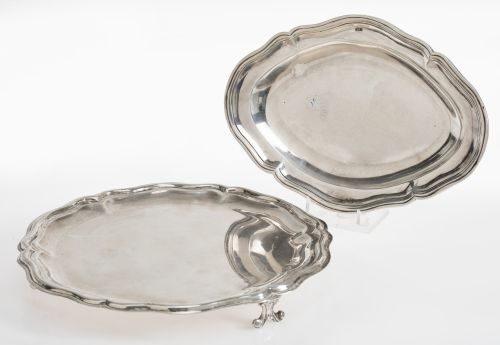 Mexican punched silver oval platter, 19th century