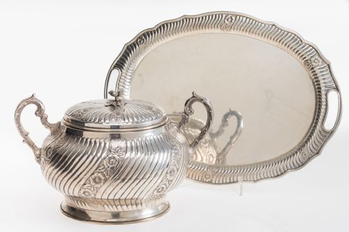 Oval front with 900 sterling silver handles, 20th century