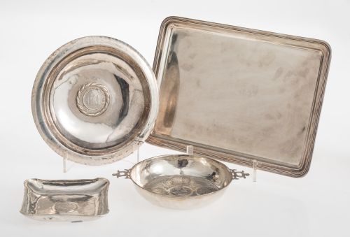 Three hallmarked silver ashtrays from different manufacture