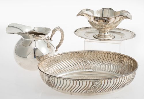 Sauce boat with 925 sterling silver handles, 20th century