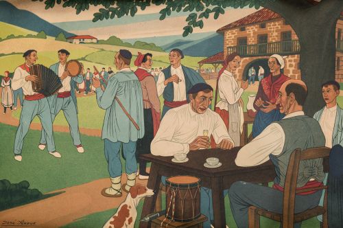 JOSE ARRUE Y VALLE, "Día de fiesta", c.1931, Litografía sob