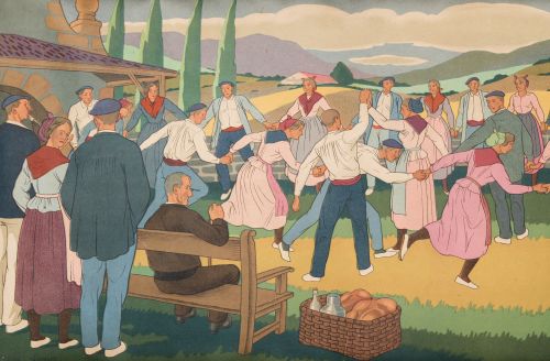 JOSE ARRUE Y VALLE, "Nº3. Baile tradicional", c.1931, Litog