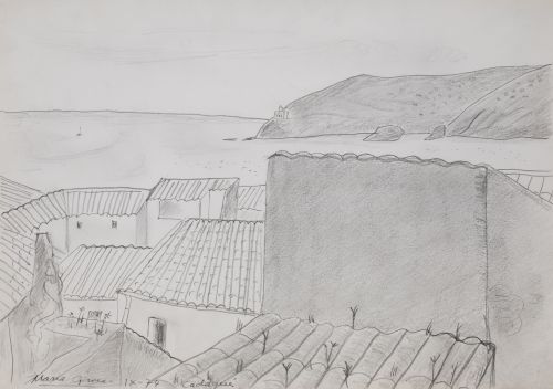 MARÍA  GIRONA, "Cadaqués", 1974, Grafito sobre papel