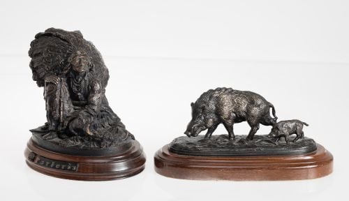 Lot consisting of two groups in bronze, 20th century