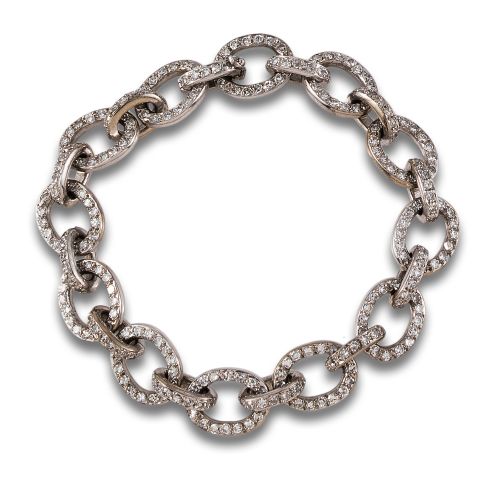 PULSERA CALADA DE DIAMANTES, EN ORO BLANCO