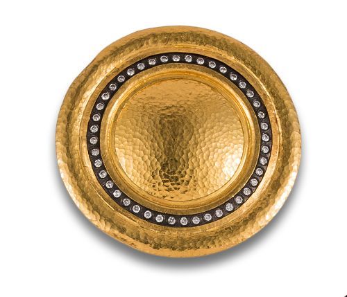 BROCHE CIRCULAR DE ORO FINO Y DIAMANTES