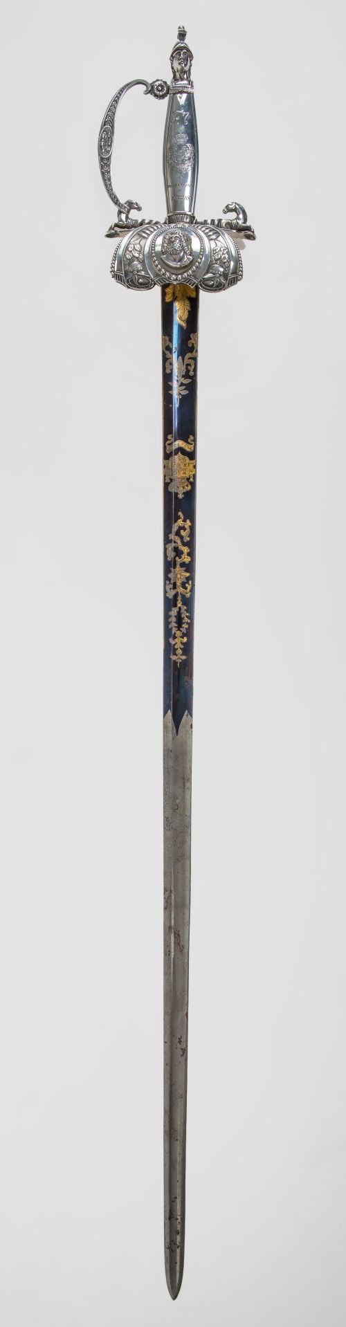 Spanish sword, 19th century, with silver hilt in its colour