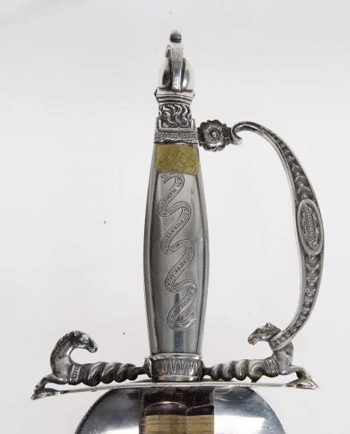 Spanish sword, 19th century, with silver hilt in its colour