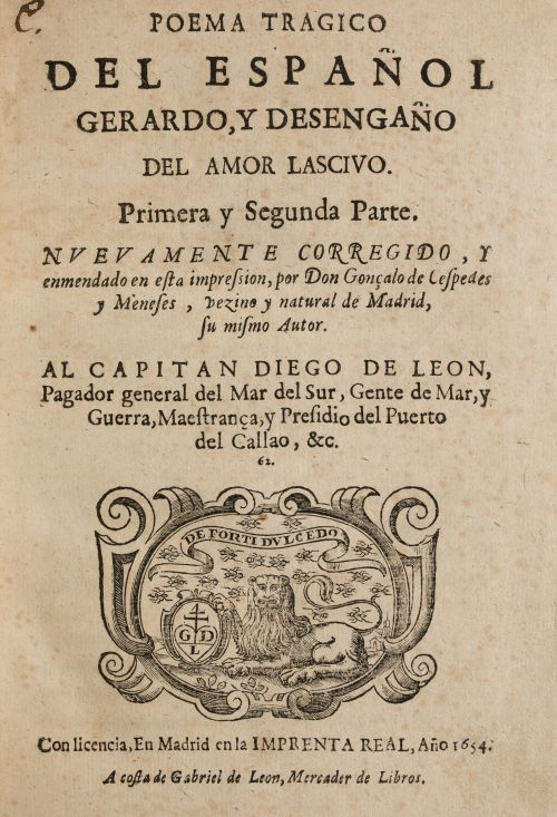 GONZALO DE CÉSPEDES Y MENESES, "Poema tragico del español G