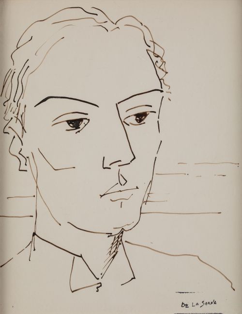 ISMAEL GONZÁLEZ DE LA SERNA, "Rostro", Tinta sobre papel