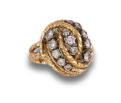 BOMBÉ DIAMOND RING, IN YELLOW GOLD