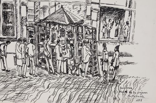 BENJAMÍN PALENCIA, "Rambla de los pájaros, Barcelona", 1973