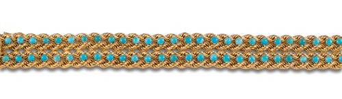 PULSERA TRENZADA DE ORO AMARILLO Y TURQUESAS