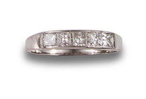 HALF DIAMOND WEDDING RING, IN WHITE GOLD