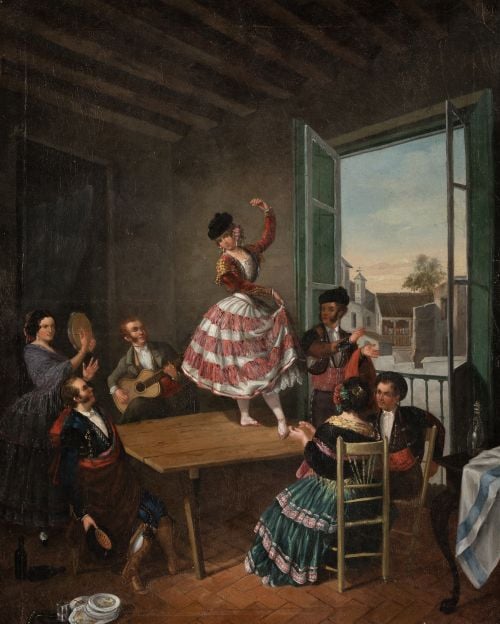 MANUEL CABRAL AGUADO BEJARANO, "Baile flamenco", Óleo sobre