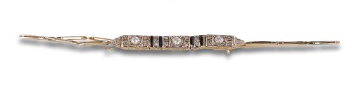 ART DECO BRACELET WITH DIAMOND AND ENAMEL, IN GOLD AND PLAT