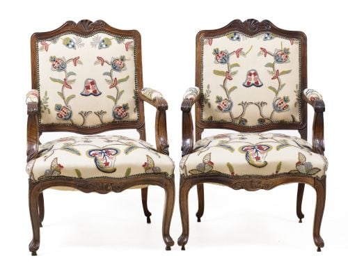 Pair of Provençal Louis XV style armchairs, France, late 18