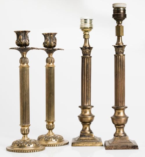 Pair of Louis XVI style candlesticks, 20th century