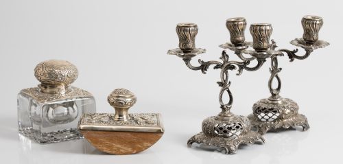 Pair of hallmarked silver candelabras, 19th-20th century