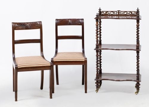 Pair of William IV style mahogany chairs, England, 20th cen