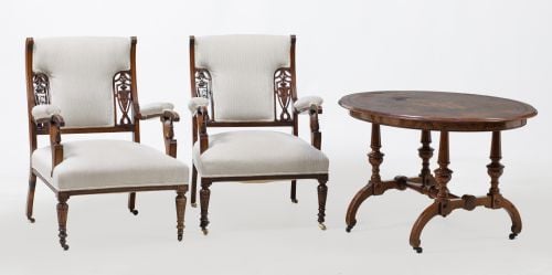 Pair of Victorian style armchairs, 20th century