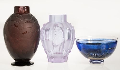 Dark purple glass vase, Verart, France, 20th century