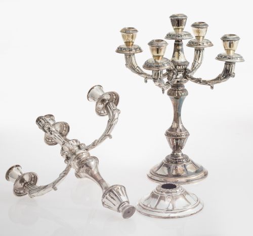 Pair of 916 Spanish silver candlesticks, 20th century