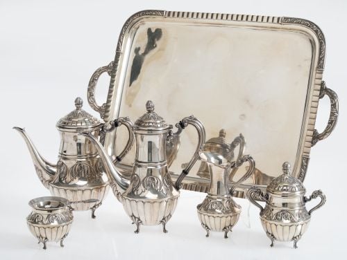 Spanish silver tea and coffee set, 916 sterling silver, 20t