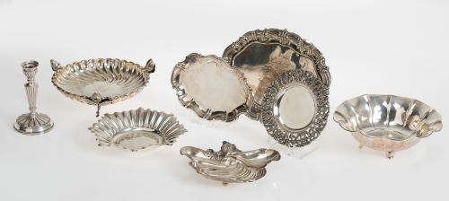 Lot of hallmarked silver pieces and a metal centre, Spain,