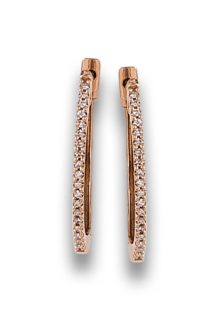 OVAL DIAMOND HOOP EARRINGS IN ROSE GOLD