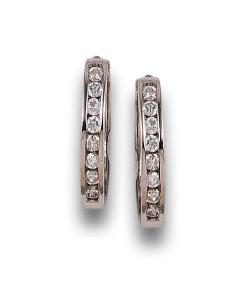 DIAMOND HOOP EARRINGS, IN WHITE GOLD