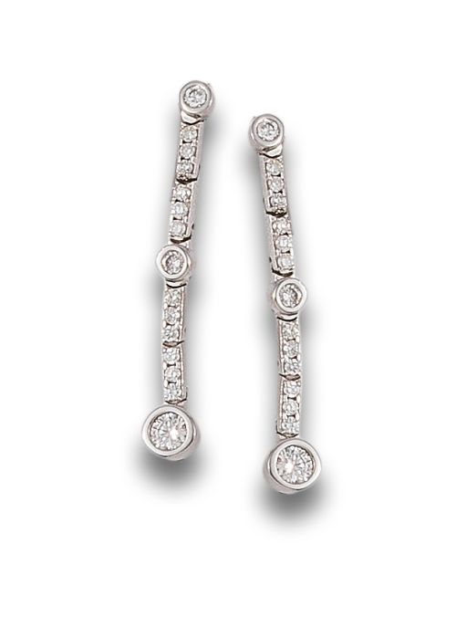 LONG DIAMOND EARRINGS, IN WHITE GOLD