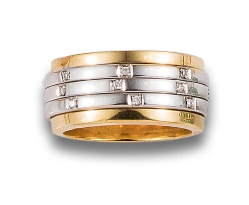 WIDE DIAMOND RING, IN TWO-TONE GOLD