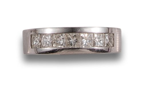 HALF DIAMOND WEDDING RING, IN WHITE GOLD