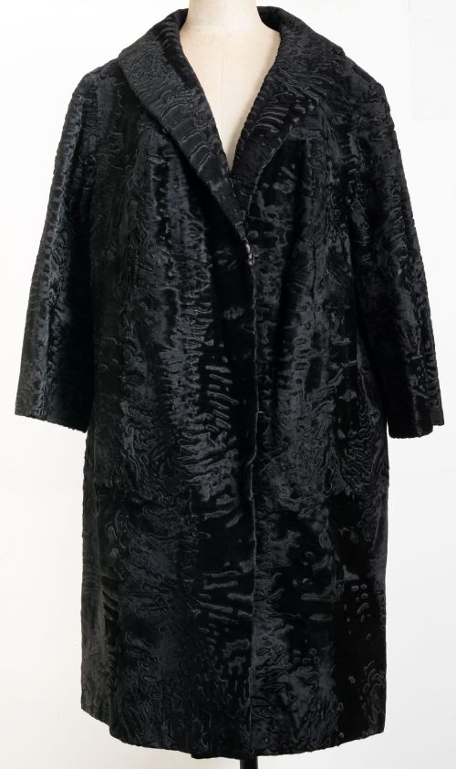 Black astrakhan fur coat