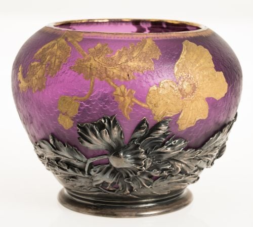 Victor Saglier lilac gold crystal vase