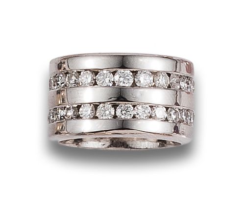 WIDE DOUBLE DIAMONDS ETERNITY WEDDING RING IN WHITE GOLD