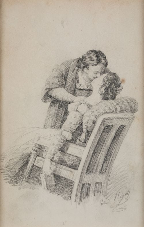 ANONYMOUS (19th CENTURY) "Couple kissing"