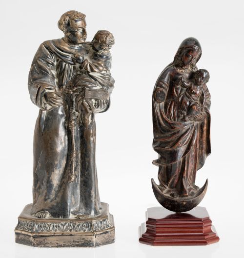 "Virgin and Child", carved wooden sculpture, 19th century