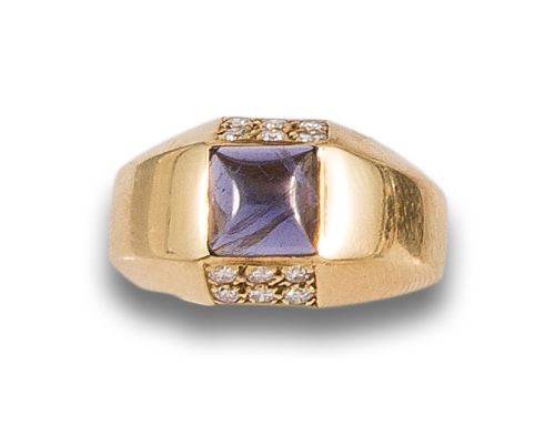 GOLD RING WITH TANZANITE AND DIAMONDS