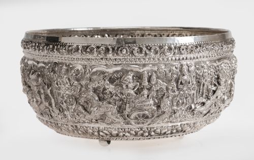 Hallmarked silver bowl, 925 sterling silver, possibly Burma