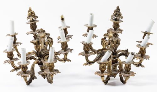 Pair of Louis XV style wall lights, early 20th century