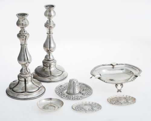 Pair of gallon-shaped candlesticks in Spanish 916 sterling