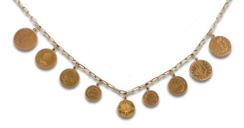 GOLD NECKLACE WITH COINS